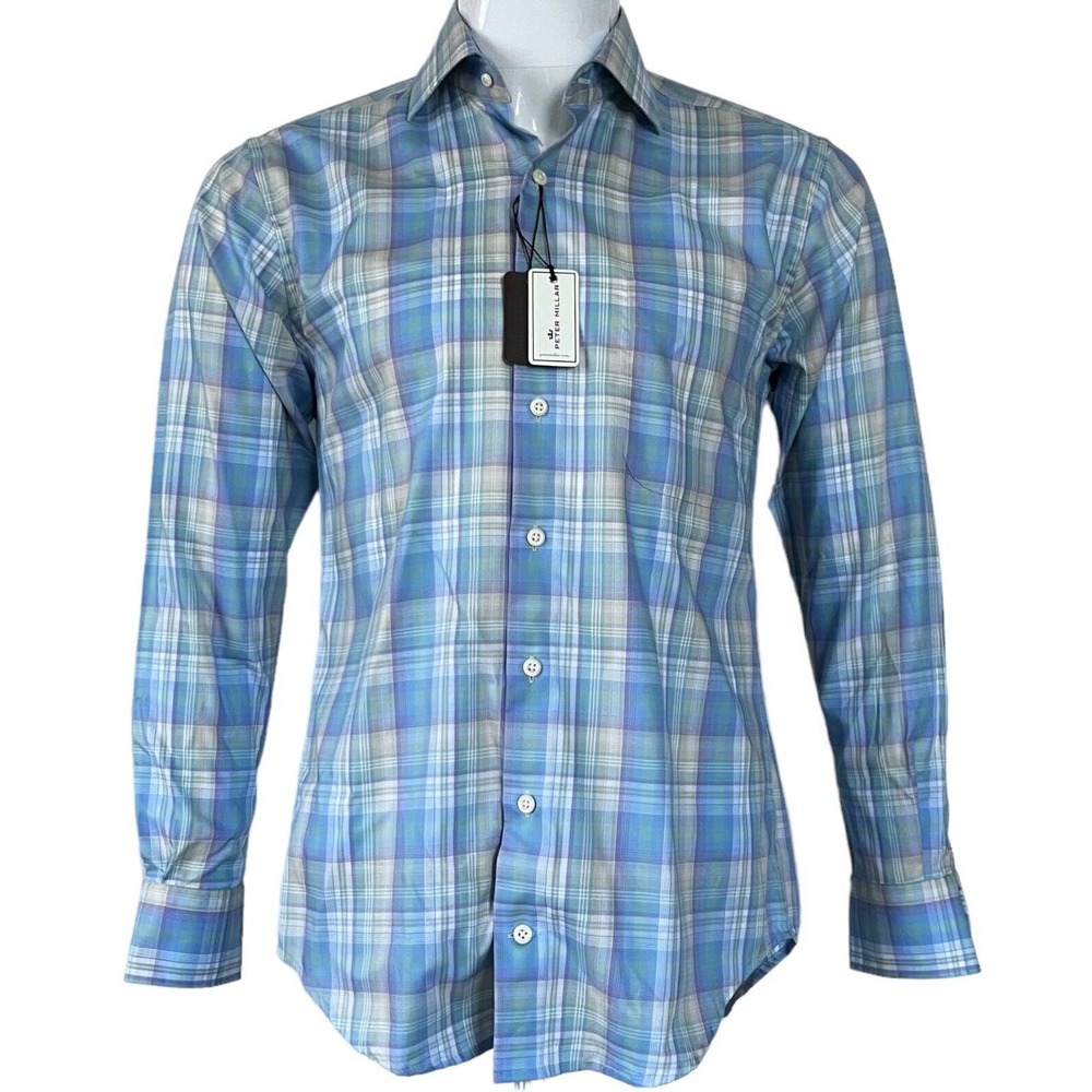 Peter Millar Crown Ease Plaid Button Down Long Sleeve‎ Shirt Mens Small